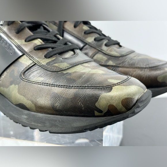 Prada Matchrace Leather sneakers in green & black Camo size 11 - Picture 5 of 14
